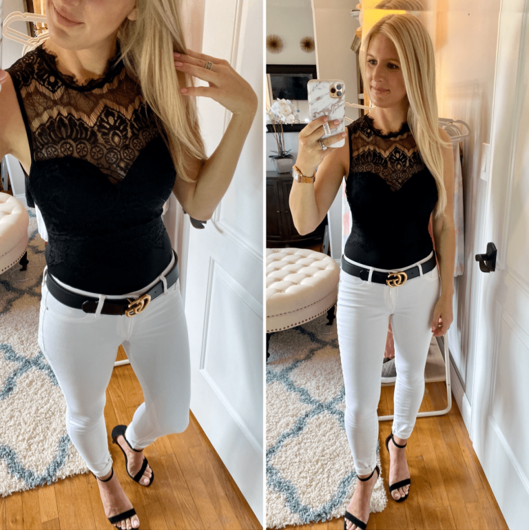 Heather Rose in lace bodysuit